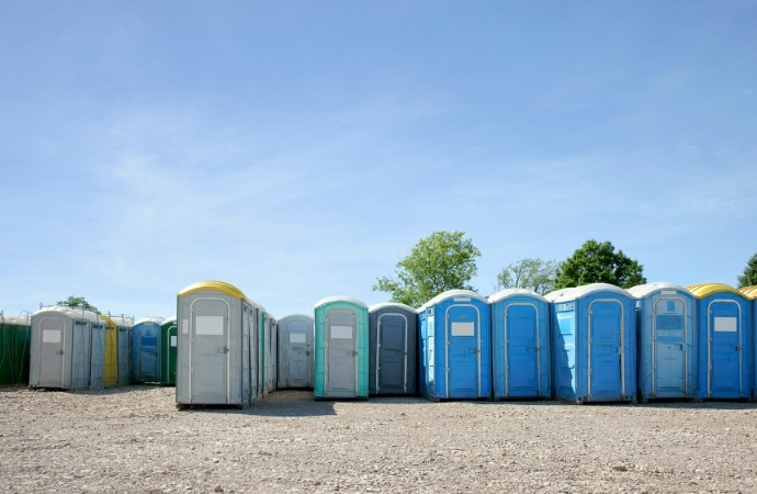 bunch of portable toilets