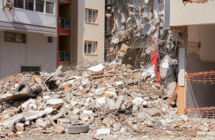 demolition site debris